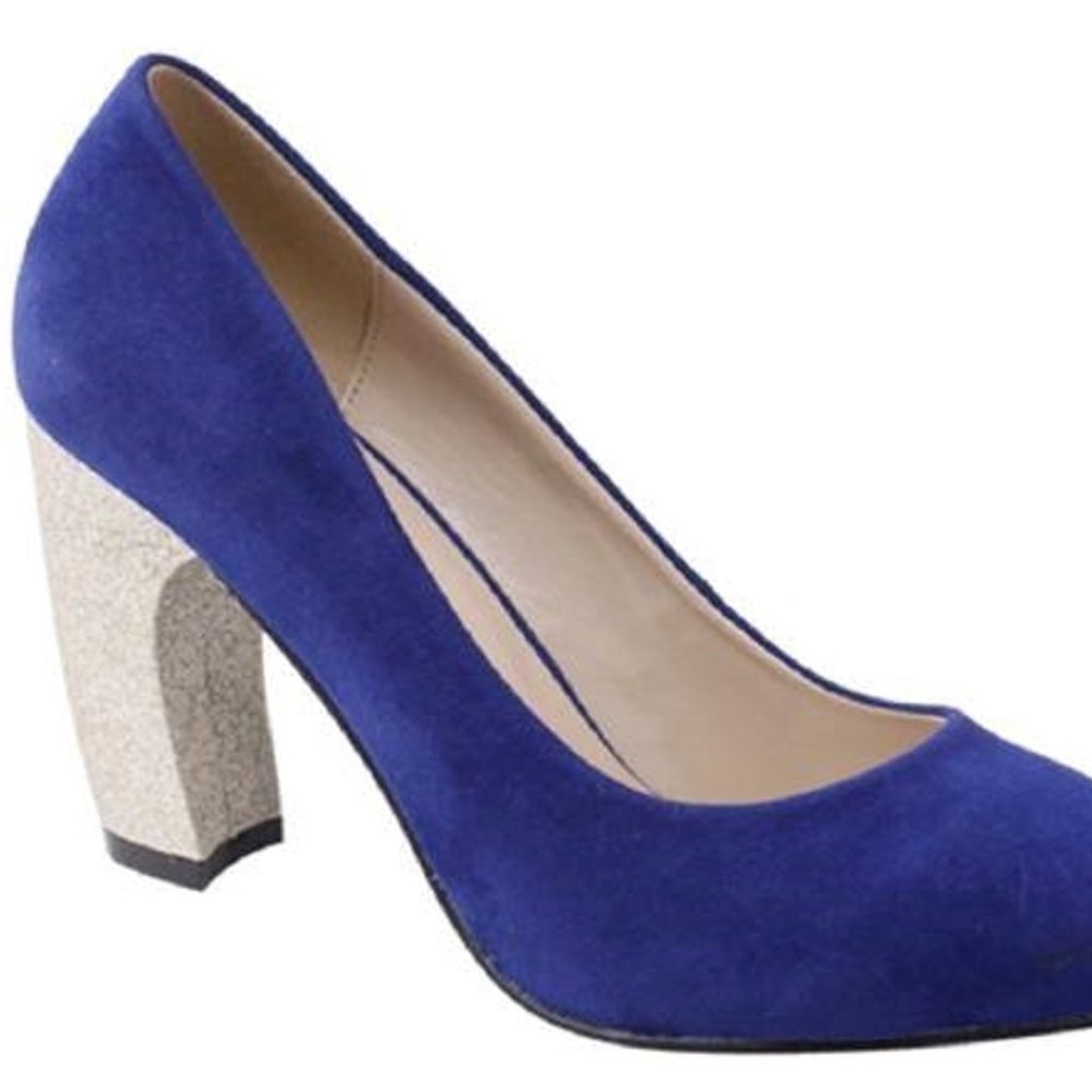 New in Box - Velvet "Violet Blue" Silver Glitter Pumps by Rosette  - 3.5…